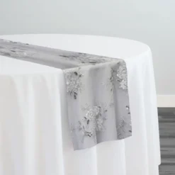 Ribbon Mesh Lace Table Runner in White