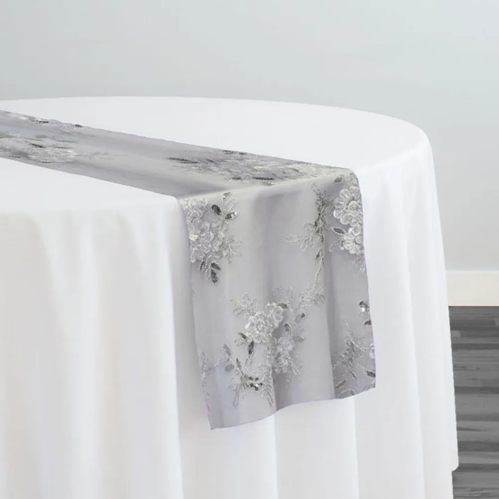 Ribbon Mesh Lace Table Runner in White