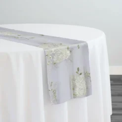 Ribbon Mesh Lace Table Runner in Ivory