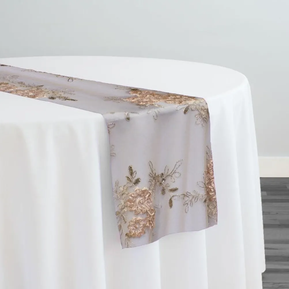 Ribbon Mesh Lace Table Runner in Champagne