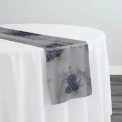 Ribbon Mesh Lace Table Runner in Silver