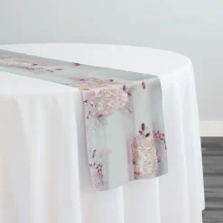 Ribbon Mesh Lace Table Runner in Blush Mix