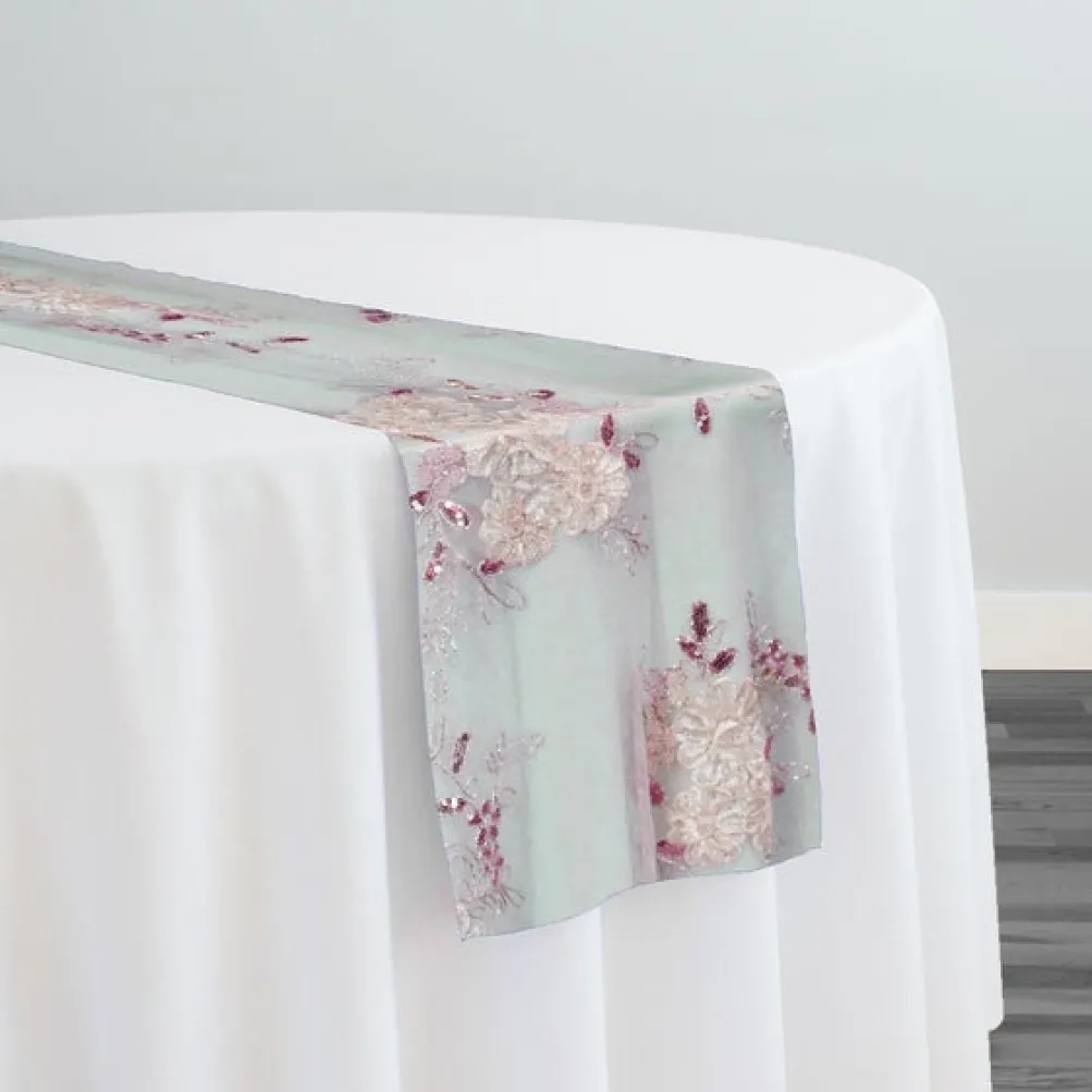 Ribbon Mesh Lace Table Runner in Blush Mix