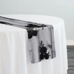 Ribbon Mesh Lace Table Runner in Black