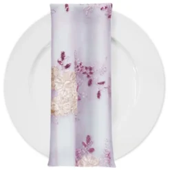 Ribbon Mesh Lace (w/ Poly Lining) Table Napkin in Blush Mix