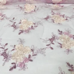 Ribbon Mesh Lace (w/ Poly Lining) Table Napkin in Blush Mix