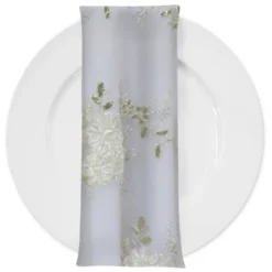 Ribbon Mesh Lace (w/ Poly Lining) Table Napkin in Ivory