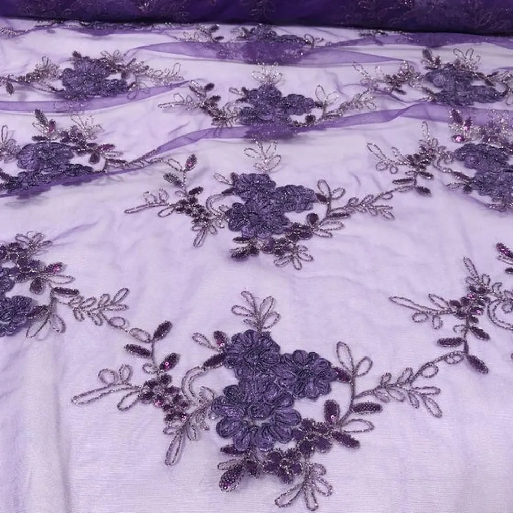 Ribbon Mesh Lace (w/ Poly Lining) Table Napkin in Purple