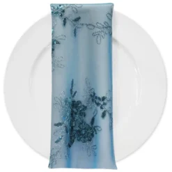 Ribbon Mesh Lace (w/ Poly Lining) Table Napkin in Turquoise
