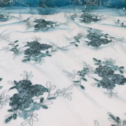 Ribbon Mesh Lace (w/ Poly Lining) Table Napkin in Turquoise