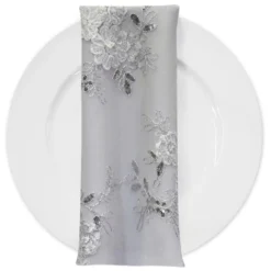 Ribbon Mesh Lace (w/ Poly Lining) Table Napkin in White