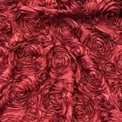 Rose Satin (3D) Table Linen in Burgundy