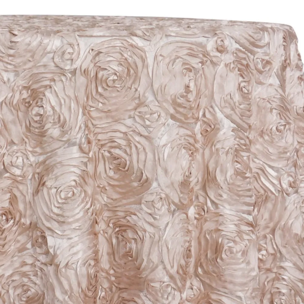 Rose Satin (3D) Table Linen in Champagne 340