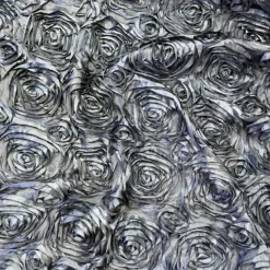 Rose Satin (3D) Table Linen in Charcoal