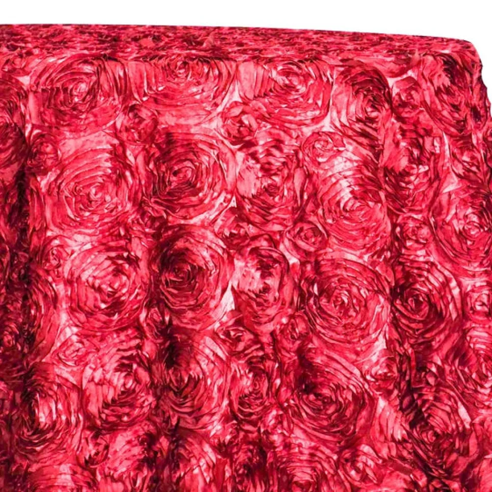 Rose Satin (3D) Table Linen in Coral