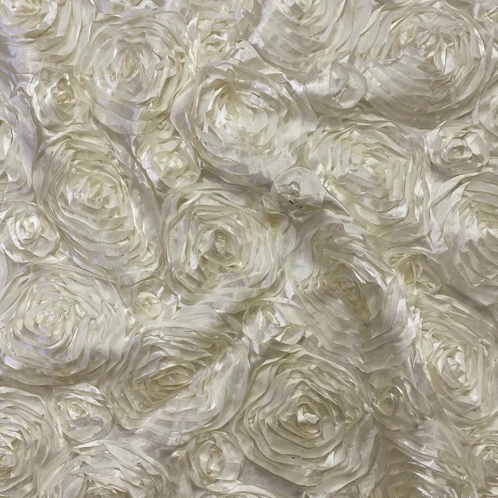 Rose Satin (3D) Table Linen in Ivory 113