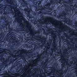 Rose Satin (3D) Table Linen in Navy