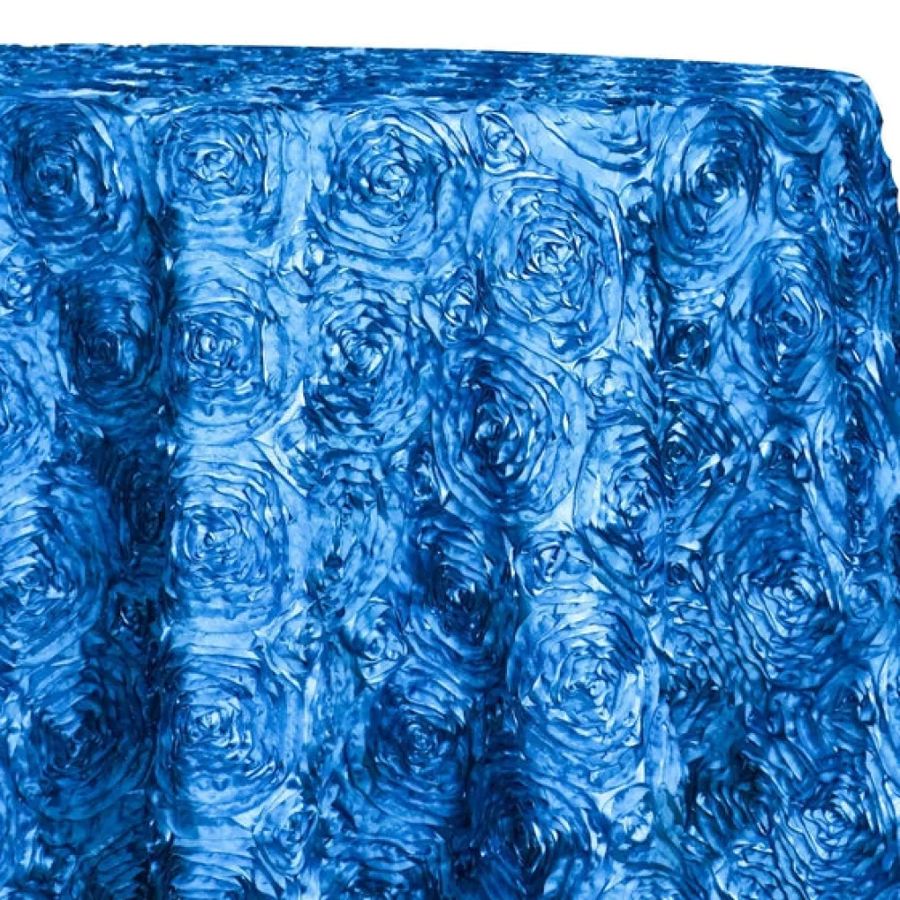 Rose Satin (3D) Table Linen in Peacock