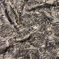 Rose Satin (3D) Table Linen in Pewter