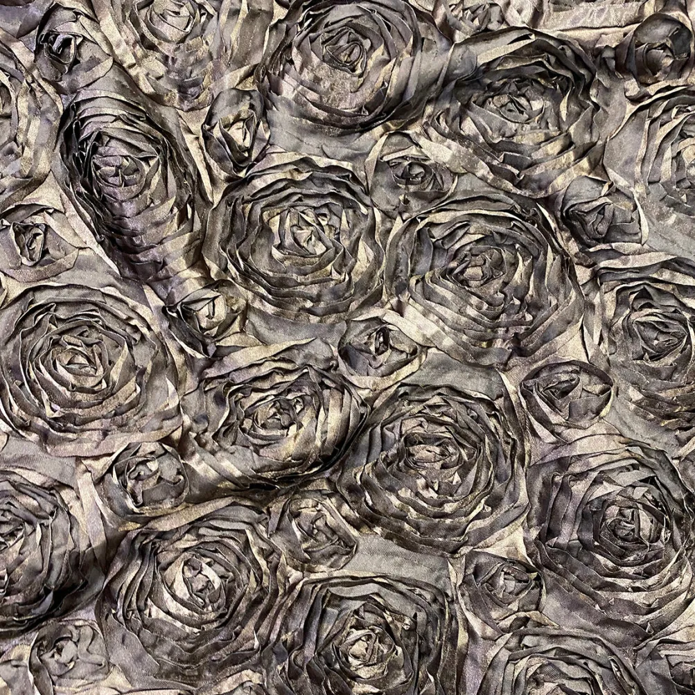 Rose Satin (3D) Table Linen in Pewter
