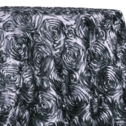 Rose Satin (3D) Table Linen in Pewter