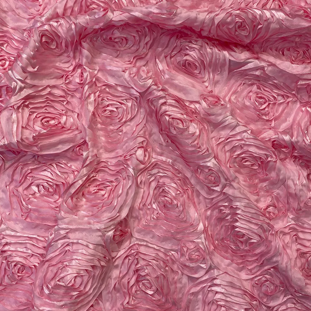 Rose Satin (3D) Table Linen in Pink D 157