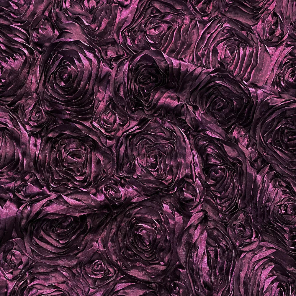 Rose Satin (3D) Table Linen in Raisin