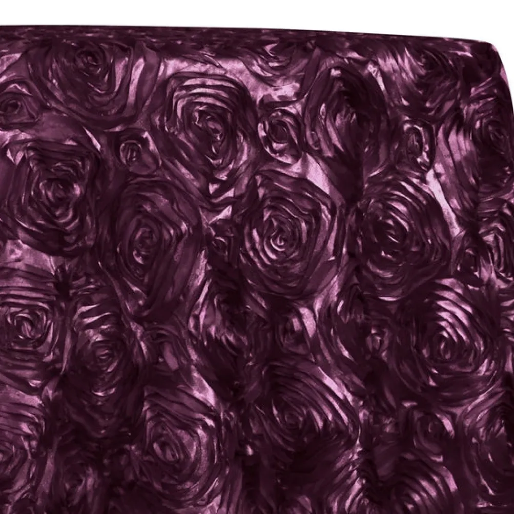 Rose Satin (3D) Table Linen in Raisin