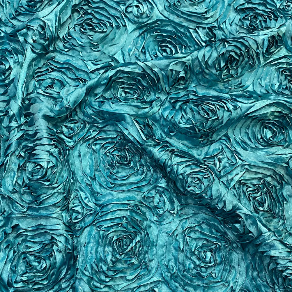 Rose Satin (3D) Table Linen in Turquoise/L