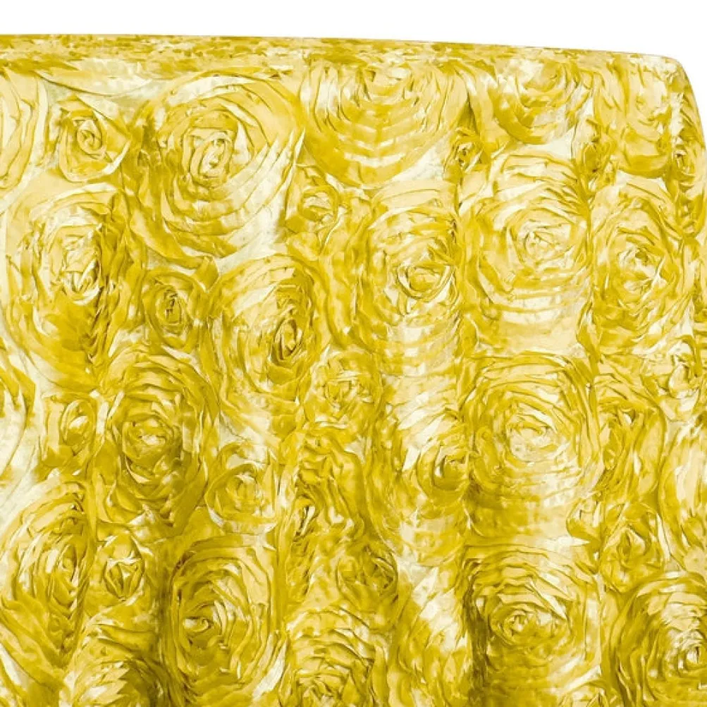 Rose Satin (3D) Table Linen in Yellow
