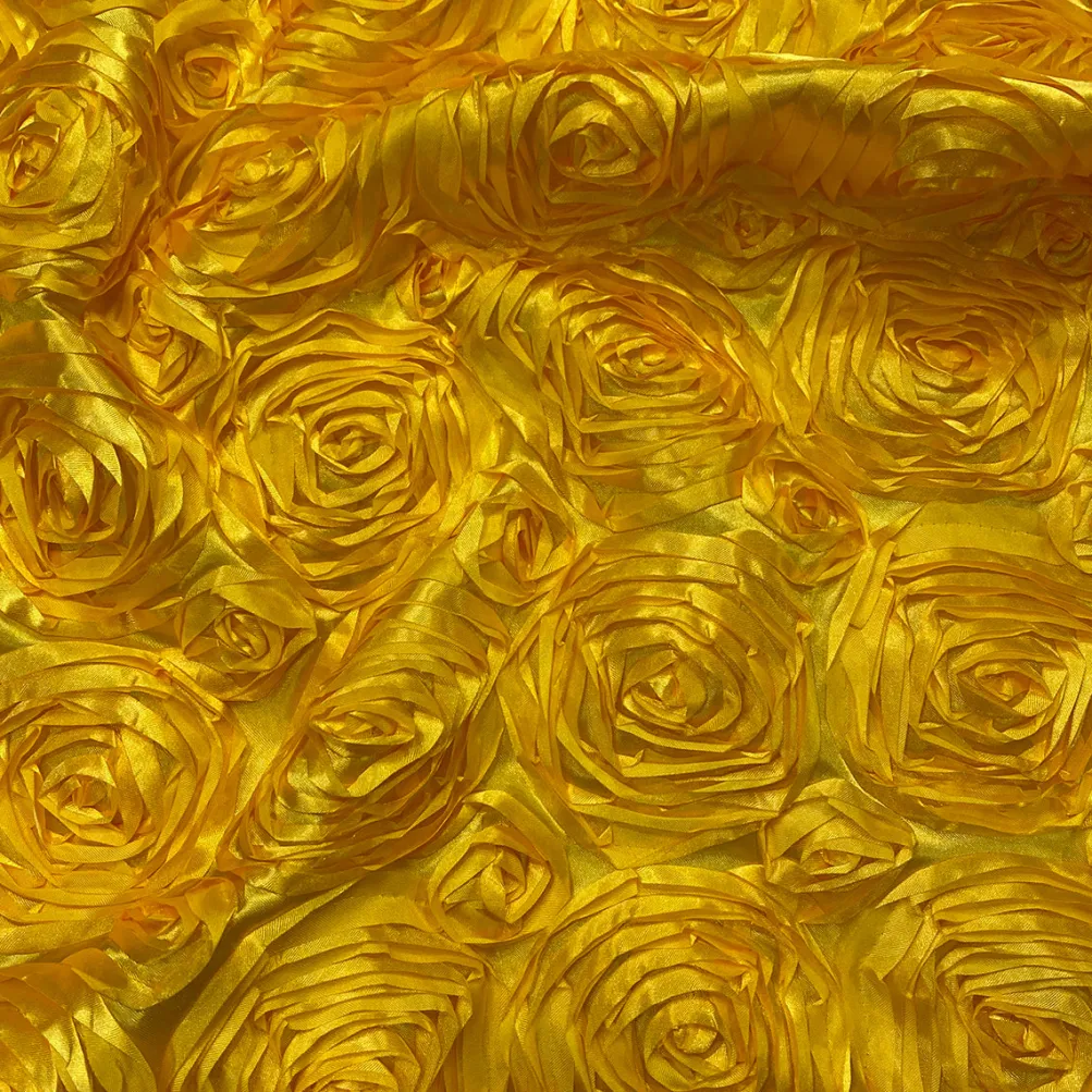 Rose Satin (3D) Table Linen in Yellow D 215