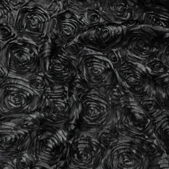 Rose Satin (3D) Table Runner in Black