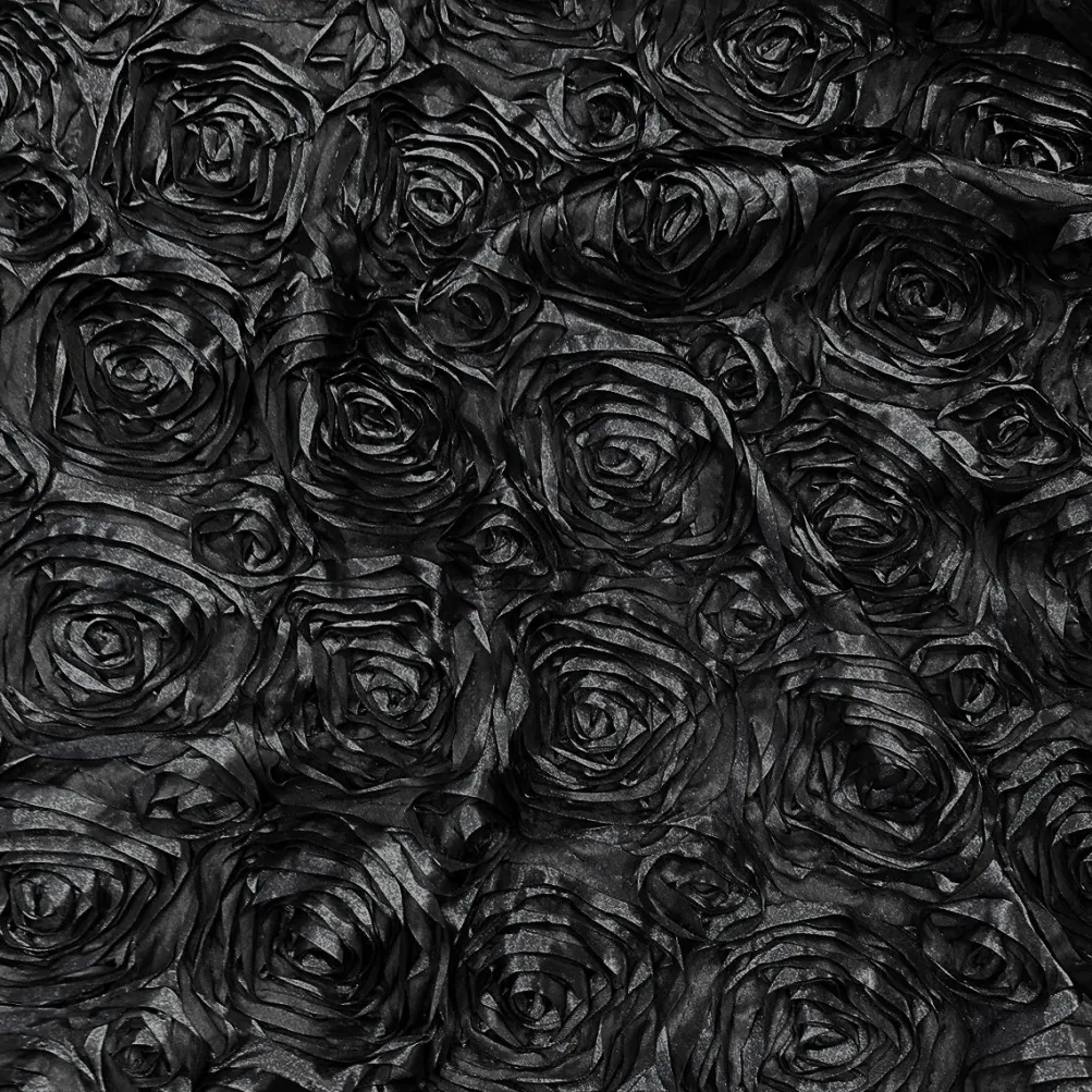 Rose Satin (3D) Table Runner in Black