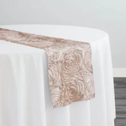 Rose Satin (3D) Table Runner in Champagne 340