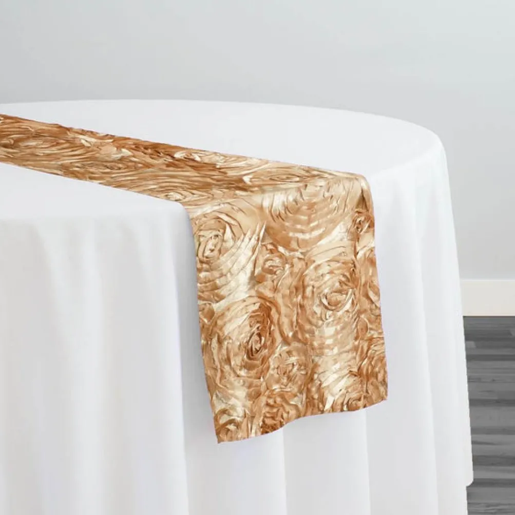 Rose Satin (3D) Table Runner in Champagne