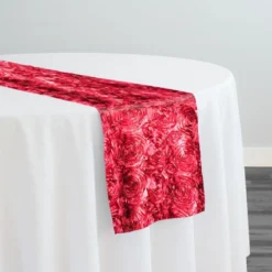 Rose Satin (3D) Table Runner in Coral