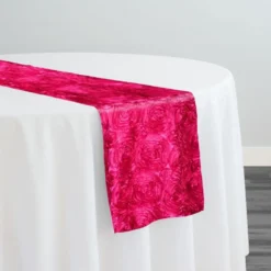 Rose Satin (3D) Table Runner in Fuchsia