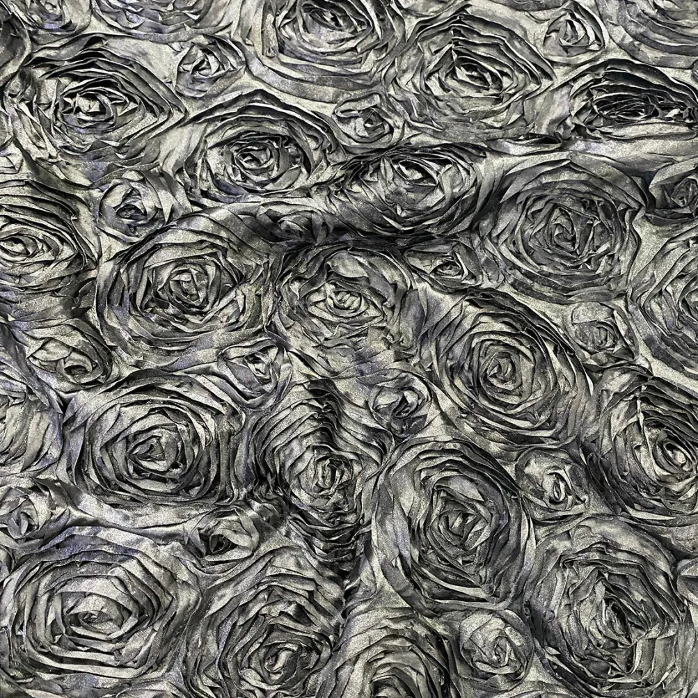 Rose Satin (3D) Table Runner in Grey