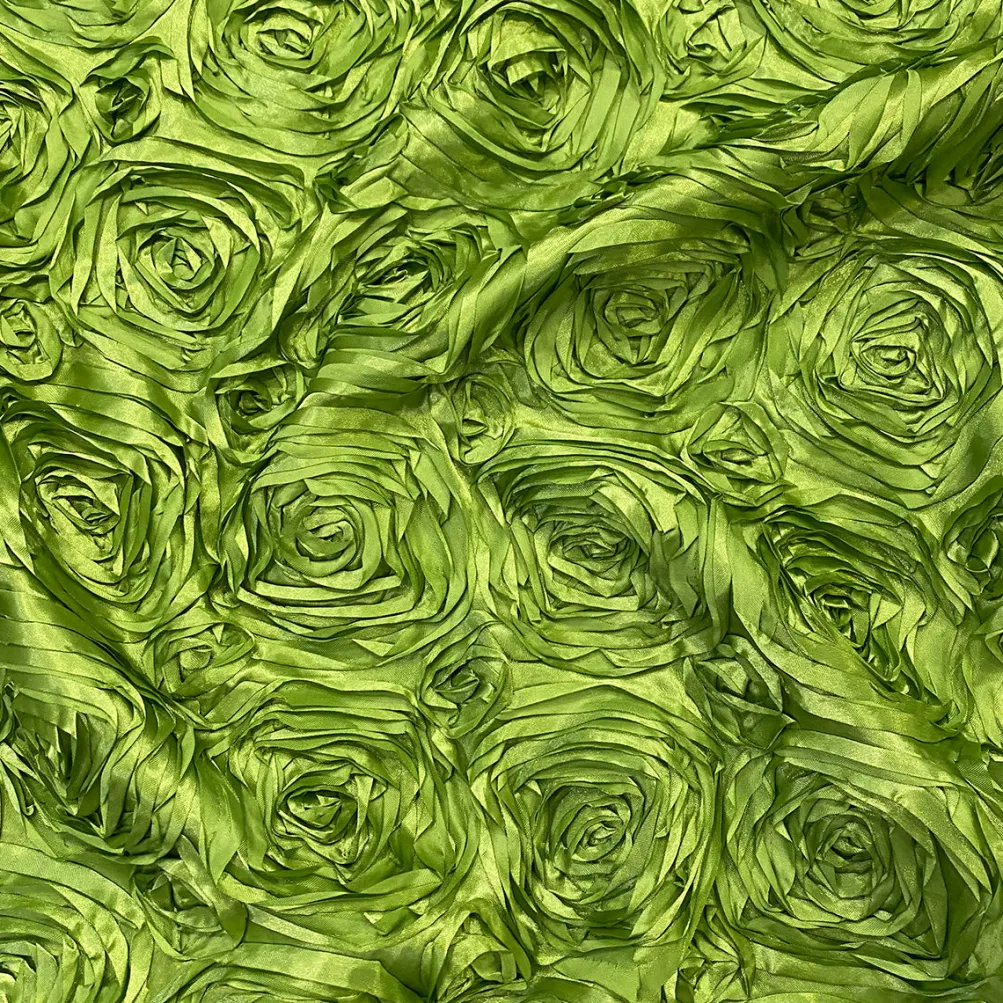 Rose Satin (3D) Table Runner in Lime