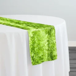 Rose Satin (3D) Table Runner in Lime