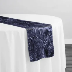 Rose Satin (3D) Table Runner in Navy