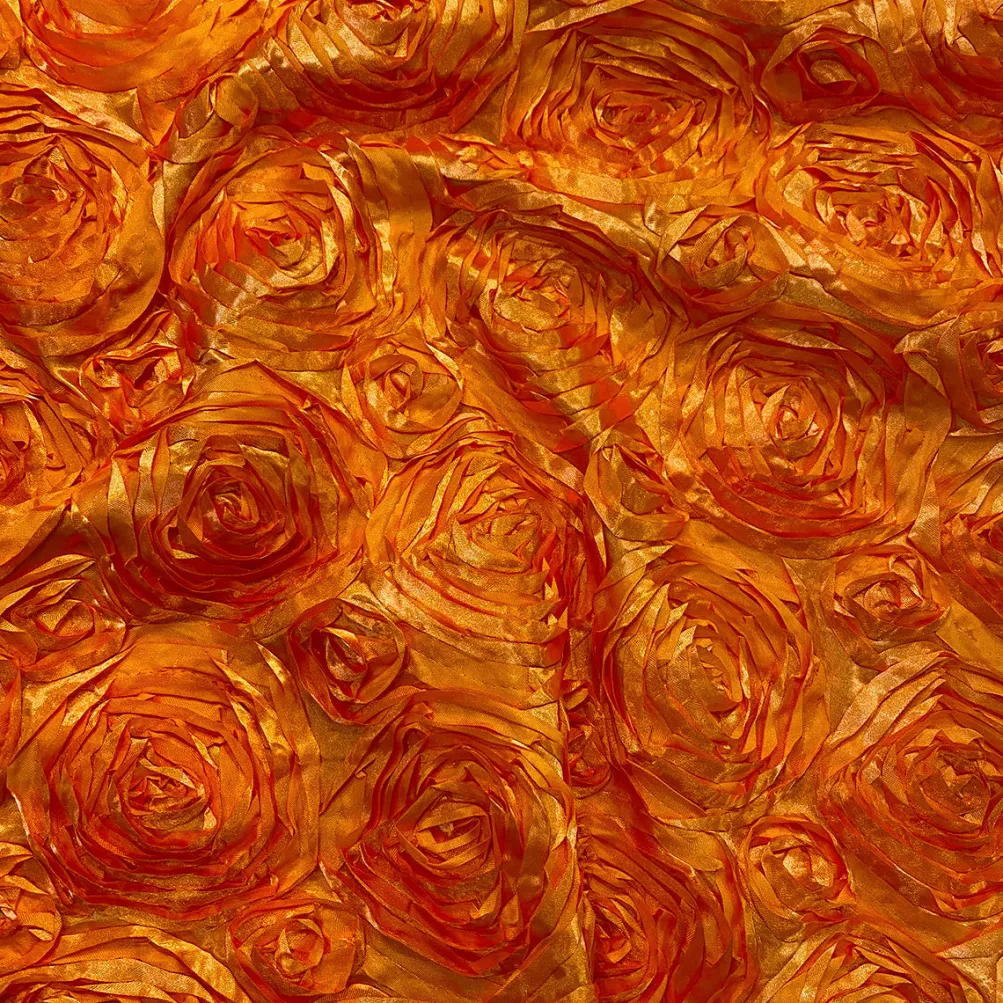 Rose Satin (3D) Table Runner in Orange