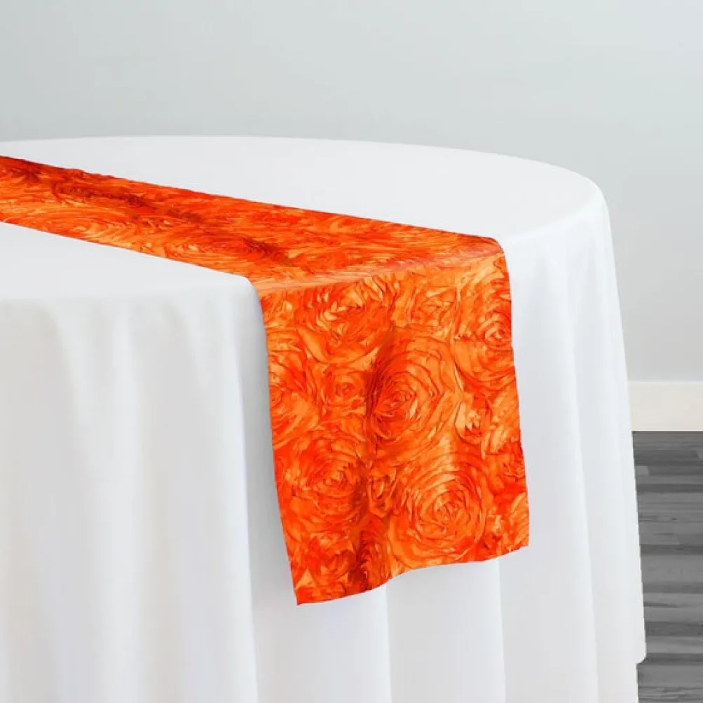 Rose Satin (3D) Table Runner in Orange