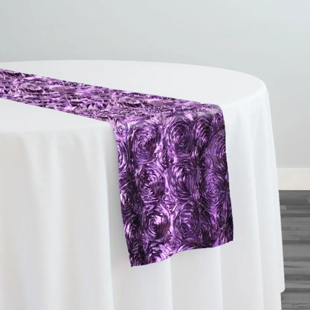 Rose Satin (3D) Table Runner in Raisin