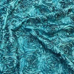 Rose Satin (3D) Table Runner in Turquoise