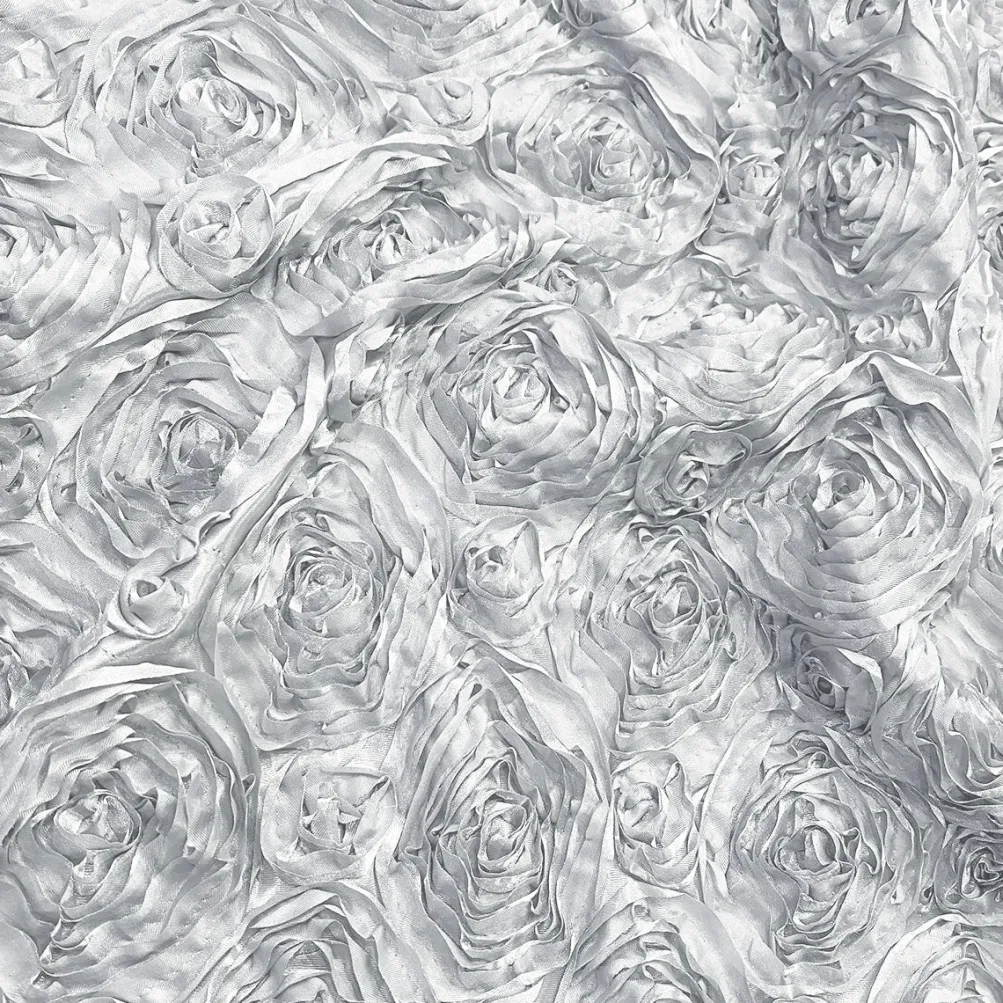 Rose Satin (3D) Table Runner in White