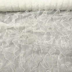 Ruffled Organza Table Linen in Ivory