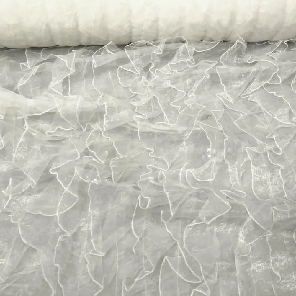 Ruffled Organza Table Linen in Ivory