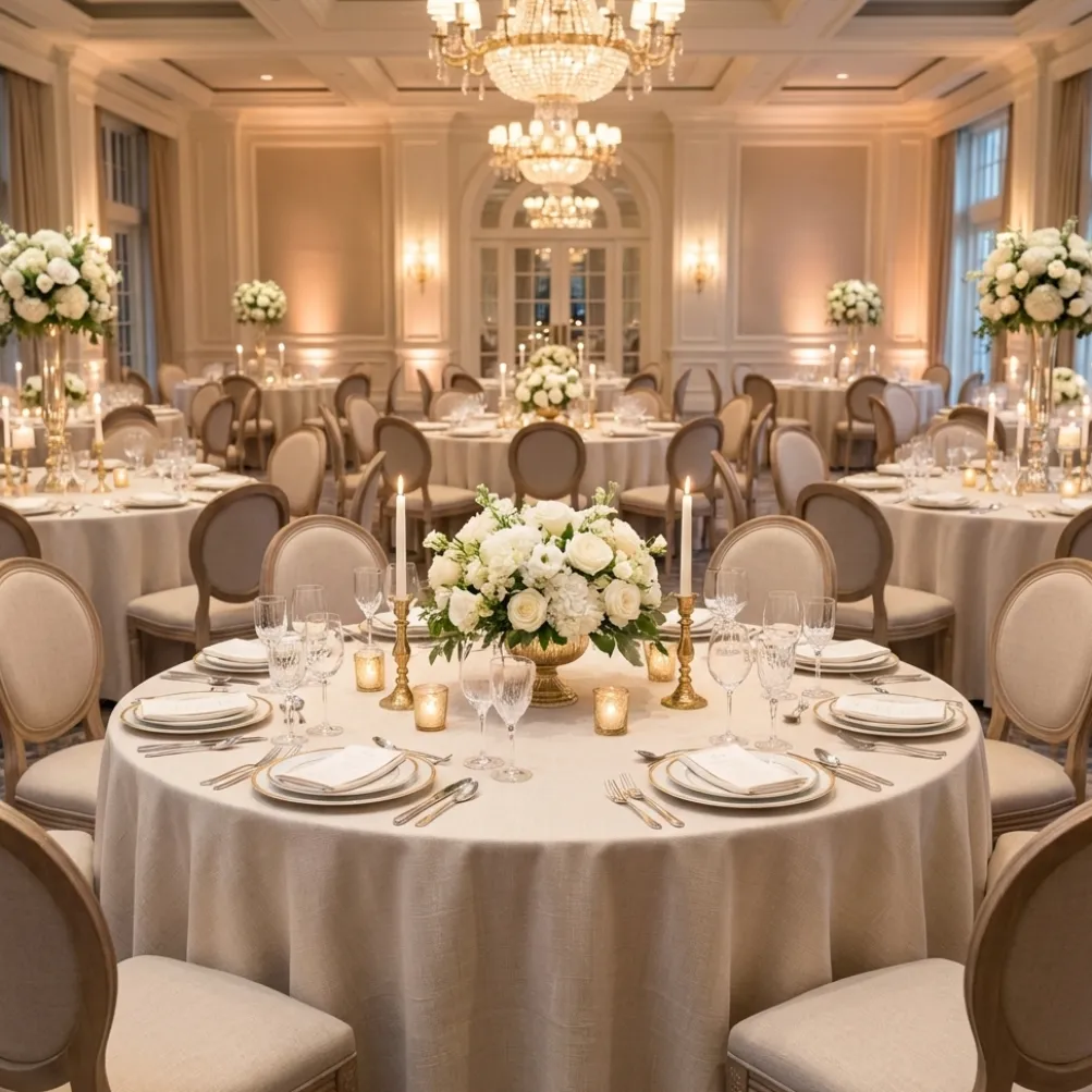 Rustic Linen Table Linen in Bone