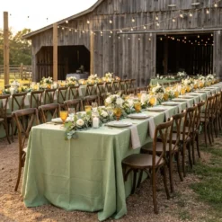 Rustic Linen Table Linen in Sage